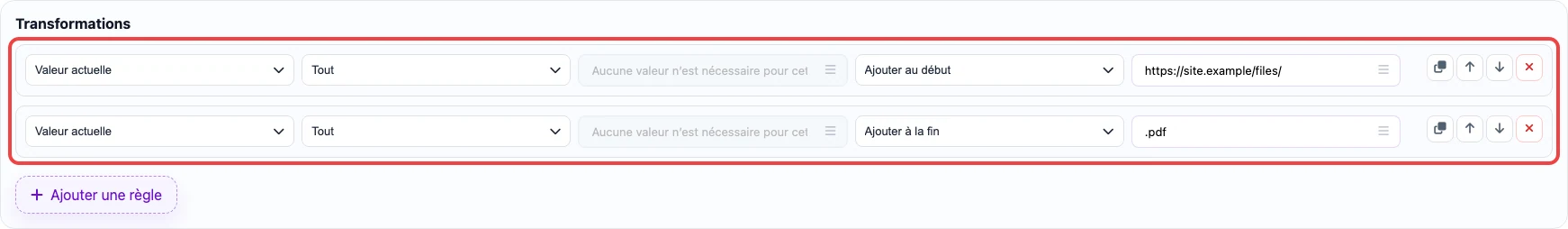 Regles pour creer un lien PDF personnel
