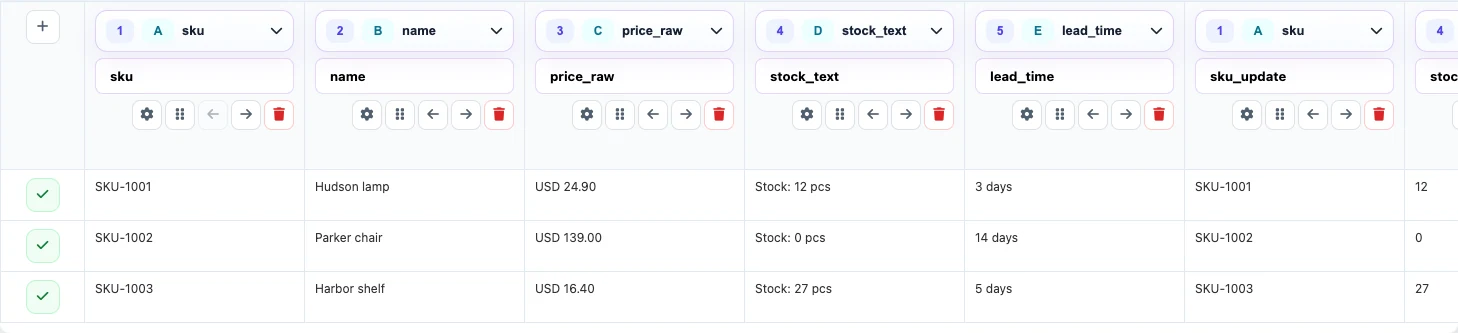 Opening the stock_text_method column in Eofferix