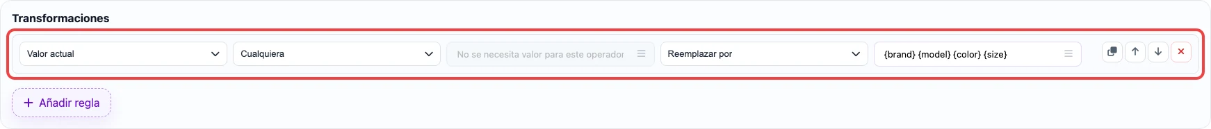 Captura de la regla que crea name desde varias columnas