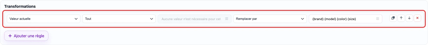 Capture de la règle qui crée name depuis plusieurs colonnes