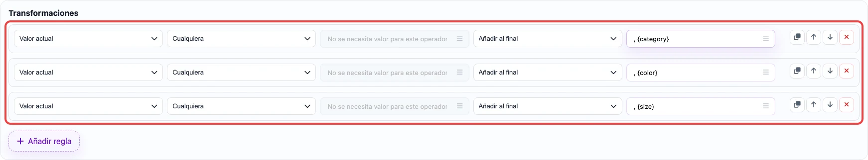 Reglas para crear tags de producto