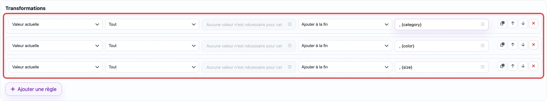 Règles pour créer des tags produit