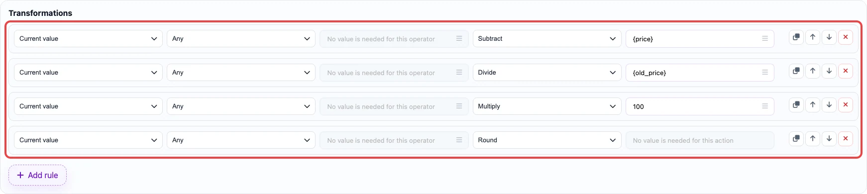 Open image larger Math rule chain for discount percent