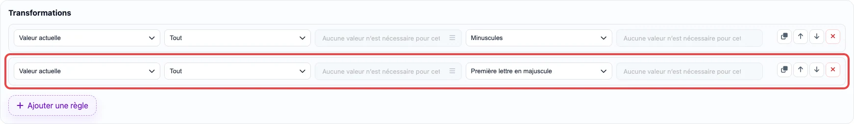 Règle Première lettre en majuscule pour une description