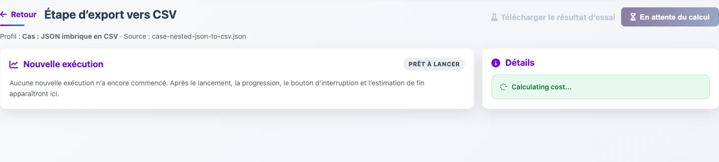 Étape finale d’export CSV dans Eofferix