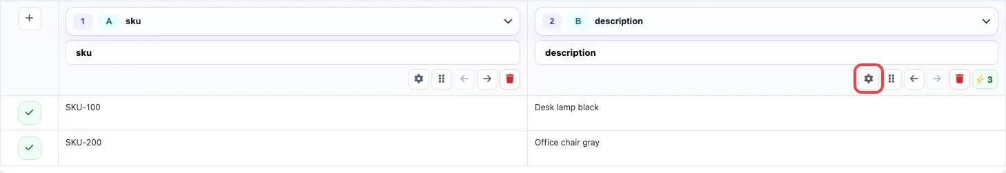 description column settings in Eofferix
