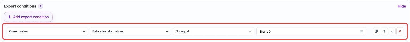 Open image larger Row export condition by brand