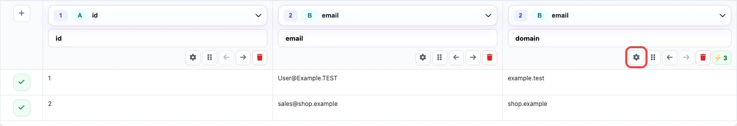 Open image larger Opening the domain column settings in Eofferix