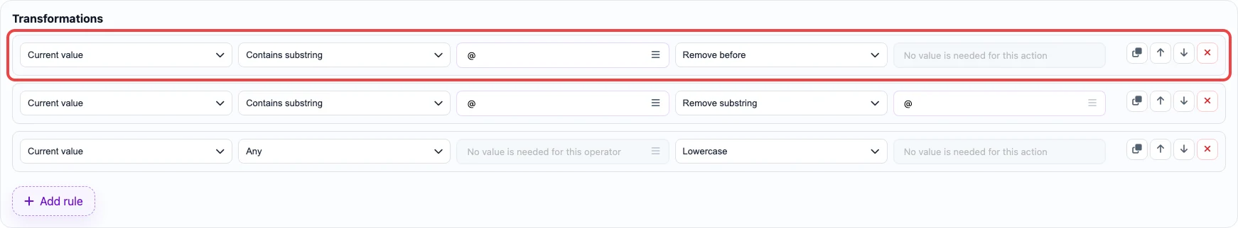 Open image larger Rule that removes text before @