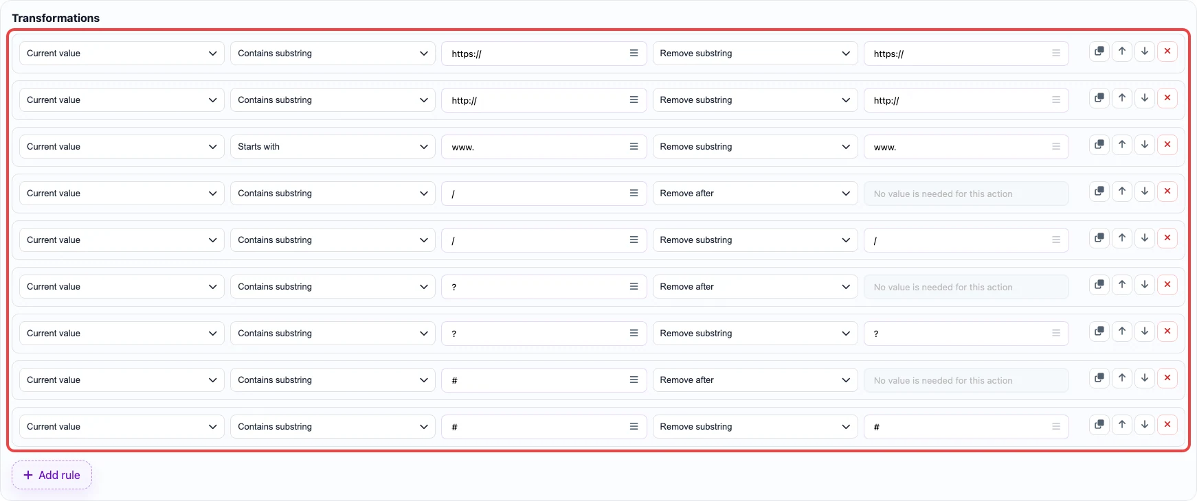 Open image larger Domain extraction rules using substring removal