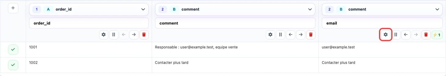 Ouvrir l’image en grand Ouverture des réglages de la colonne email dans Eofferix