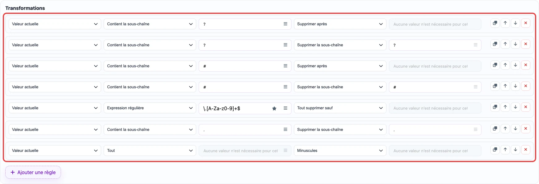 Regles pour extraire une extension de fichier