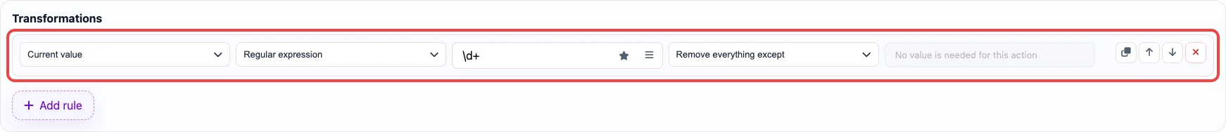 Eofferix rule: regular expression \d+ and Remove everything except