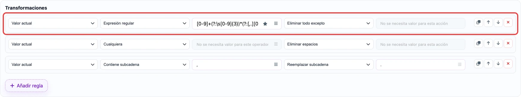 Abrir imagen en grande Regla para extraer la parte numérica del precio
