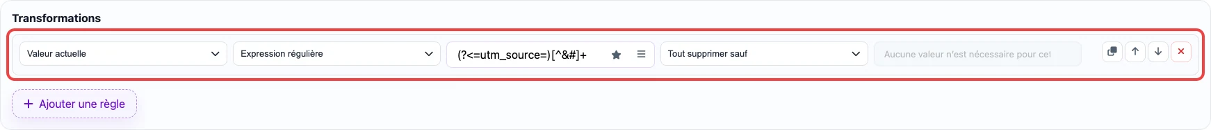 Règle regex pour extraire utm_source