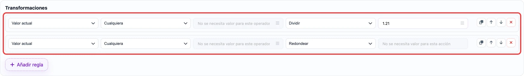 Abrir imagen en grande Reglas para calcular el precio sin IVA desde precio_con_iva