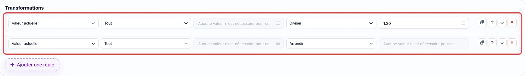 Ouvrir l’image en grand Règles pour calculer le prix HT depuis la colonne price_ttc