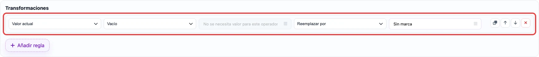 Abrir imagen en grande Regla que rellena brand vacío con un valor por defecto