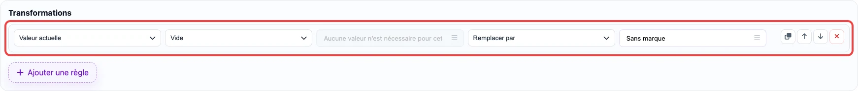 Règle qui remplit brand vide avec une valeur par défaut