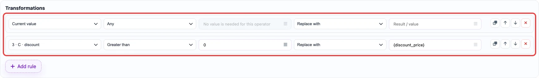 Rules for conditional sale_price filling