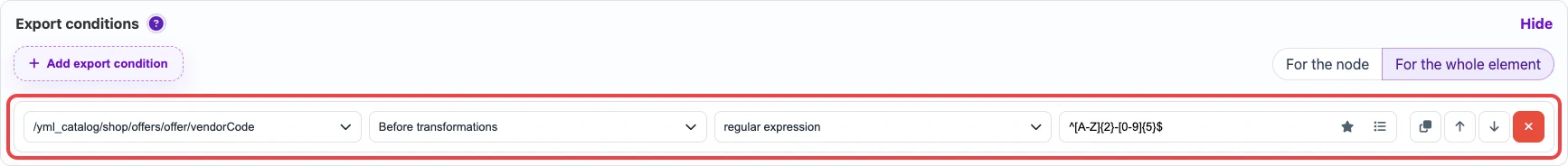 Export condition