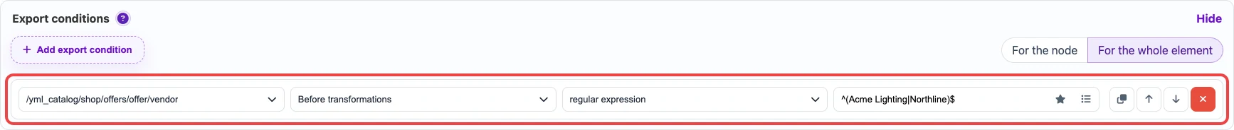 Export condition