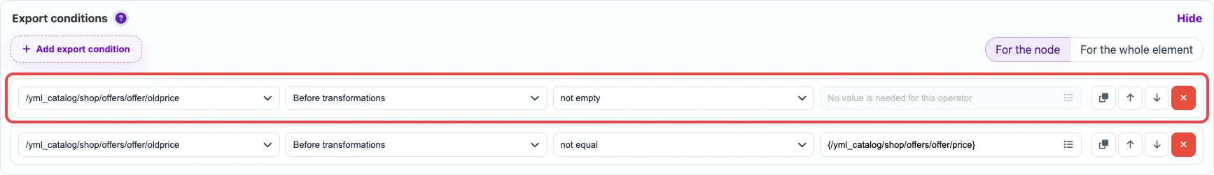 Value condition