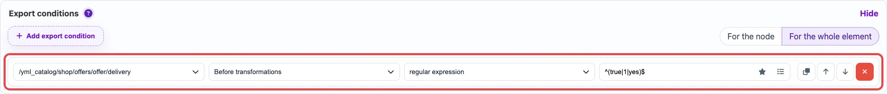 Export condition