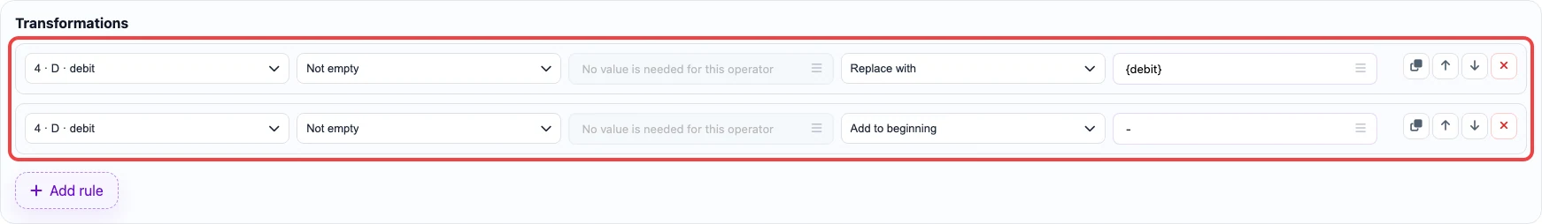 Open image larger Rules for building Amount for Xero