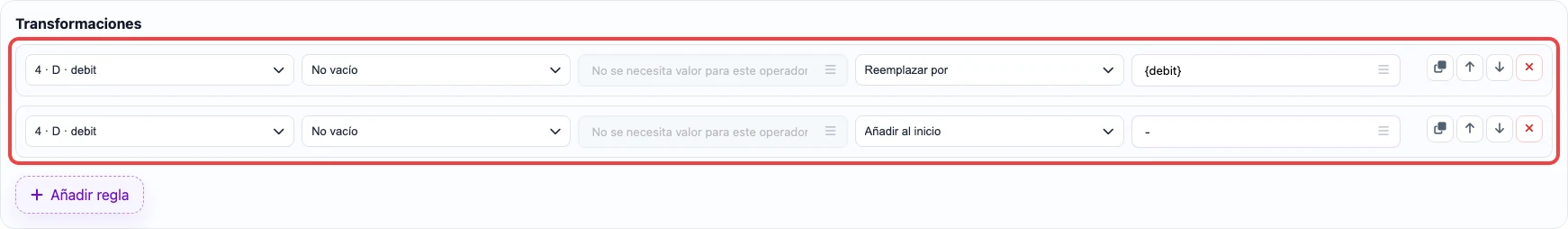 Reglas para crear Amount para Xero