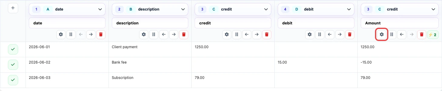 Amount de Xero creado desde credit y debit en Eofferix
