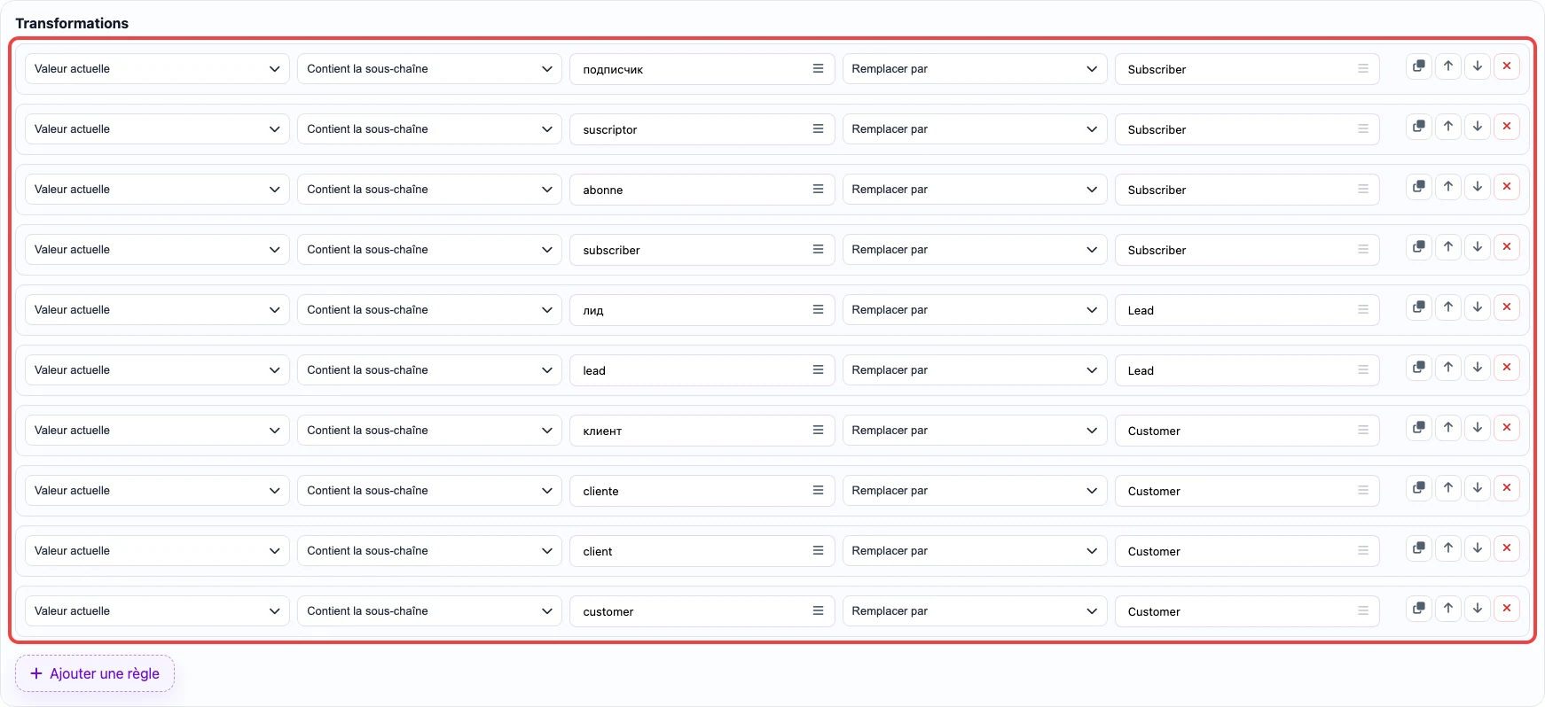 Ouvrir l image en grand Dictionnaire de remplacements pour HubSpot Lifecycle stage