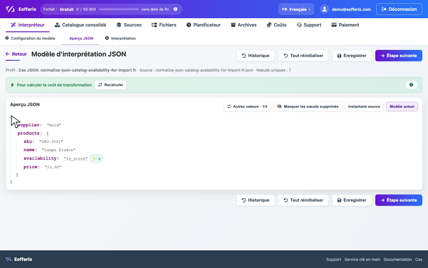 Ouvrir l’image en grand Ouverture des paramètres availability dans l’éditeur JSON