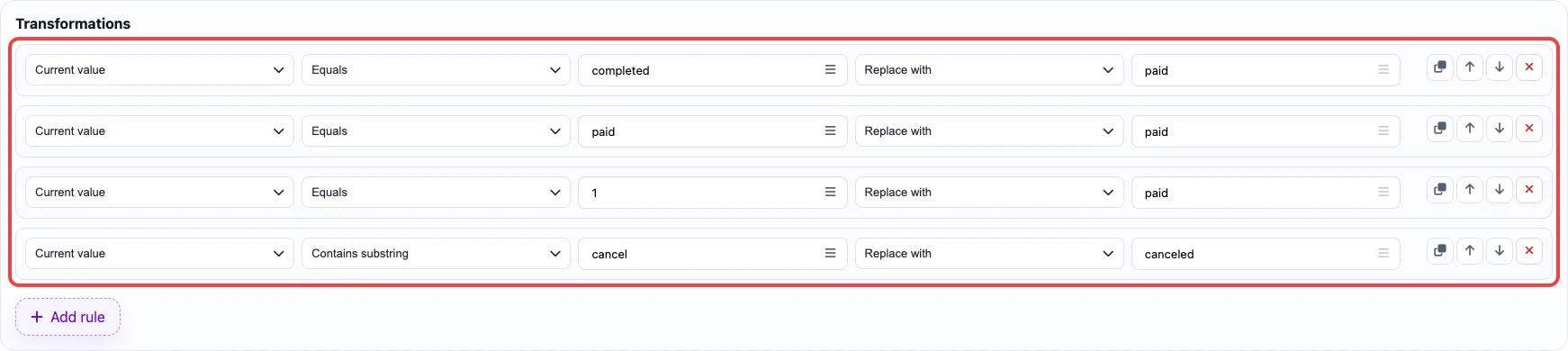 Open image larger Replacement rules for order statuses