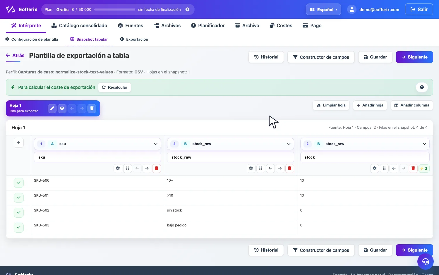 Abrir imagen en grande Animación para abrir la configuración de stock