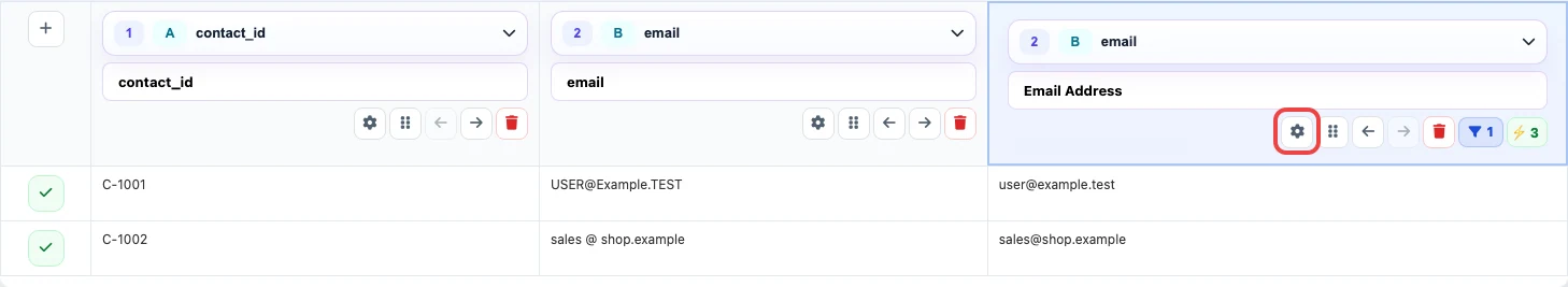 Email Address prepared for Mailchimp in Eofferix