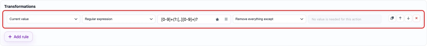 Open image larger Regular expression rule for extracting unit price