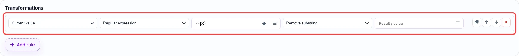 Eofferix rule for removing the first three characters from SKU values