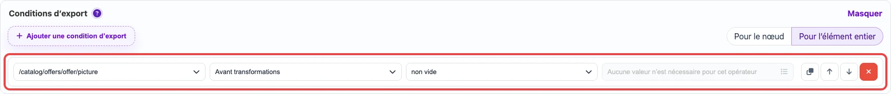 Condition d’export XML offer avec picture non vide