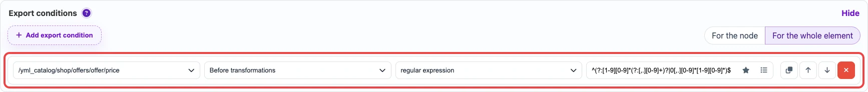 Export condition