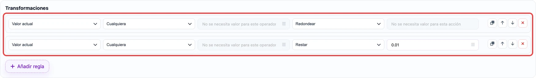 Reglas para redondear precio a .99