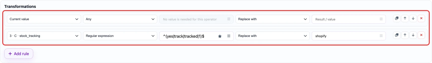 Transformations: Inventory tracker