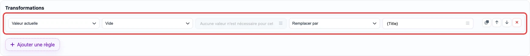 Capture des règles de transformation pour la colonne SEO title