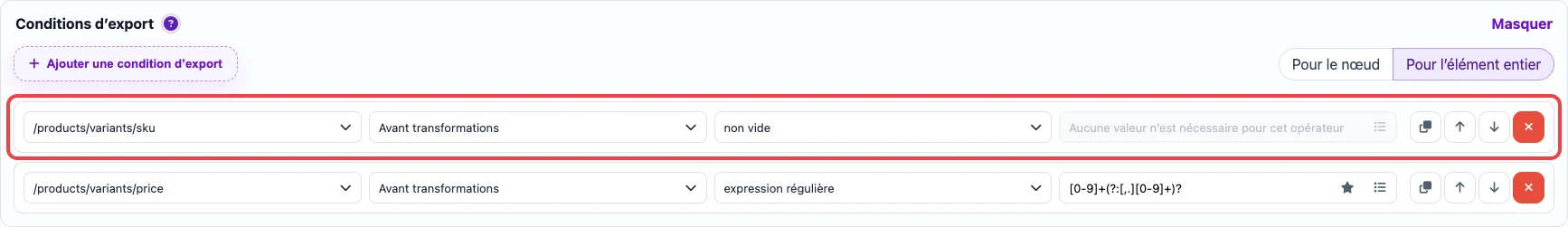 Ouvrir l’image en grand Conditions pour variante JSON
