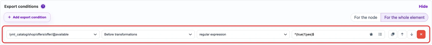 Open image larger Export condition on offer