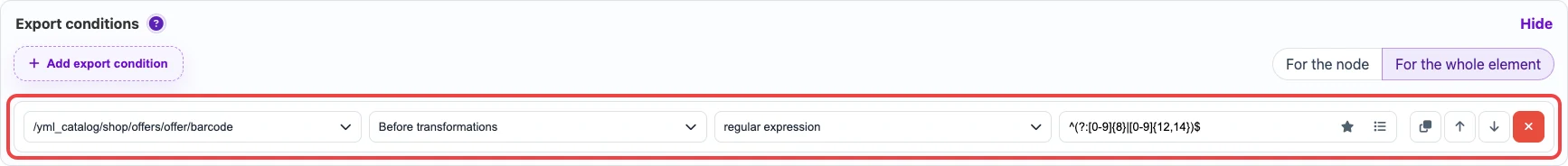 Export condition