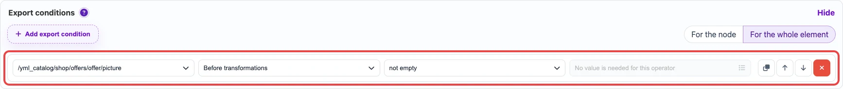 Export condition