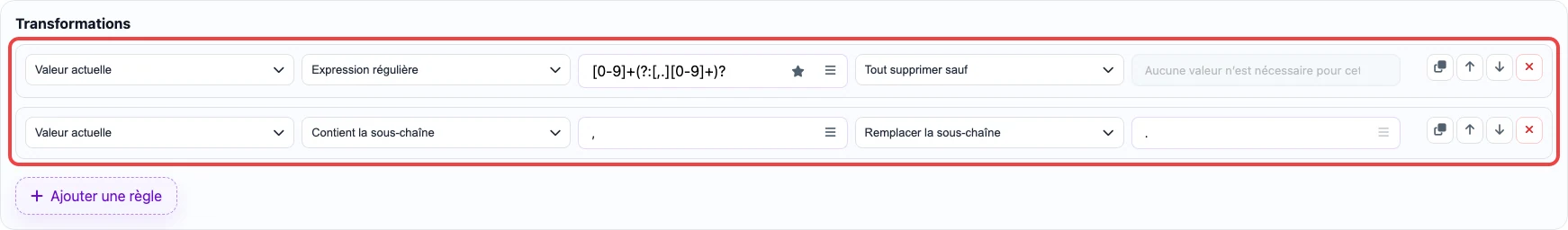 Règles d’extraction de la note depuis une cellule texte