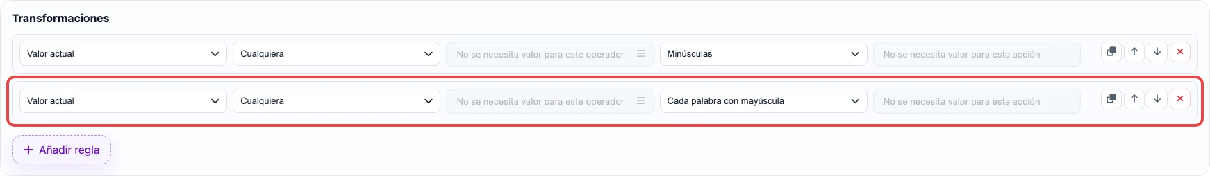 Abrir imagen en grande Regla Cada palabra con mayúscula en Eofferix