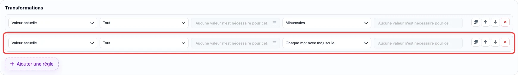 Règle Chaque mot avec une majuscule dans Eofferix